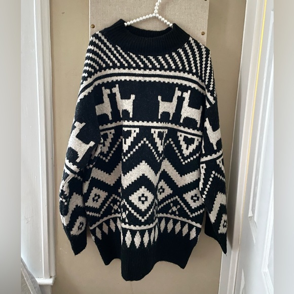 H&M Llama Knit Sweater Dress Dears Oversized Small - Picture 2 of 4